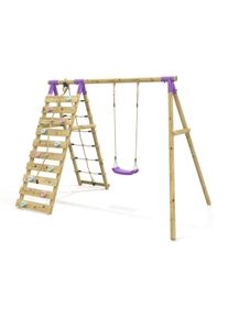 REBO Single Swing Set with Climbing Wall - Aria Purple