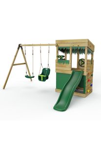 REBO Wooden Lookout Tower Playhouse with 6ft Slide & Swing - Zion