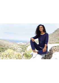 Heine Damska Pulóver, jemný úplet, kontrastný lem námornícka modrá veľkosť 50