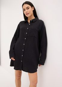 Camicia da notte loungewear oversize in mussola, Nero, Taglia 42/44 (S), bonprix