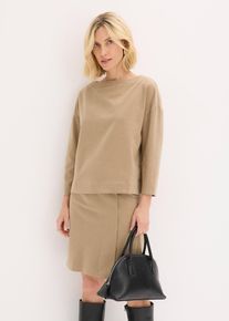 Tunica in tessuto consistente con motivo a spiga, Marrone, Taglia 50, bonprix