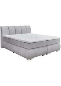 Carryhome Boxspringbett , Hellgrau , Textil , H2 + H3 , Höhe ca. 20 cm , 180x200 cm , Topper durchgehend, Partnermatratze mit durchgehendem Bezug, Wendematratze mit unterschiedlichen Härtegraden , Schlafzimmer, Betten, Boxspringbetten