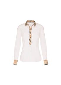 Seidensticker Popeline-Bluse mit Karodetail - Damen - Gr. 52 - weiß