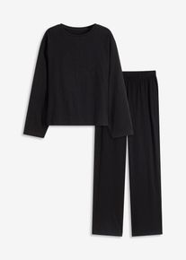 bonprix Dámska Domáce oblečenie z mäkkej bavlny, oversized, čierna, 56/58
