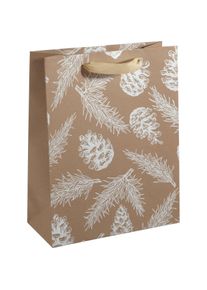 Sigel, Geschenkverpackung, 5 Geschenktaschen Pine cones and pine branches Large 26,0 x 33,0 cm (Geschenktüte, 1 x)
