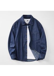 Men's Casual Cargo Denim Shirt 2025 Spring Autumn Heavyweight Button Down Workwear Long Sleeve Jeans Shirt With Chest Pocket