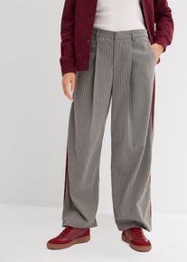 Pantalon &agrave; pinces et galon contrastant - gris - taille 46 - viscose - bonprix