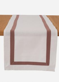Chemin de table en coton avec bordure colorée - beige - taille 30x180 cm - 100% coton - bonprix