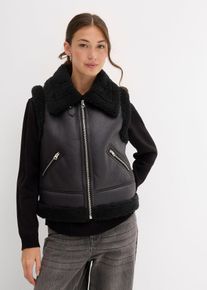 Gilet sans manches enduit - noir - taille 48 - synth&eacute;tique imitation cuir - bonprix