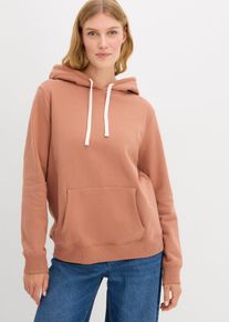 Sweat-shirt &agrave; capuche avec d&eacute;tails contrastants - marron - taille 38/40 (S) avec coton - bonprix