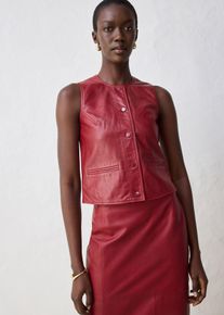 Gilet sans manches en cuir d’agneau nappa - rouge - taille 50 - Cuir nappa - bonprix