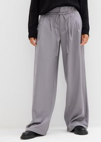Pantalon &agrave; pinces avec lien &agrave; nouer - gris - taille 36 - Viscose - bonprix