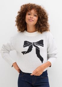 Pull en maille avec n&oelig;ud - blanc - taille 42/44 (M) - bonprix