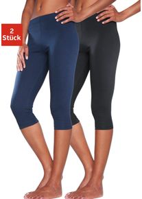 Vivance Dames Caprilegging in 1x marine, 1x zwart ,maat 32/34, Witt, 95% Katoen, 5% Elastan