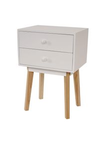 Kommode Malm&ouml; T271, Beistelltisch Nachttisch Schrank, Retro-Design 59x40x30cm ~ Schublade wei&szlig;