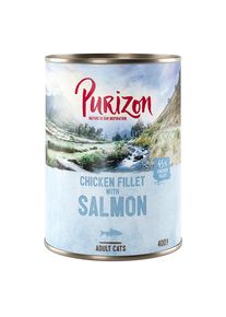 24x400g Purizon Adult sans céréales filet de poulet, saumon - Pâtée pour chat