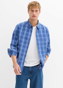 Långärmad skjorta i ren bomull - blå - storlek 43/44 (XL) - bonprix