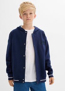 Collegejacka av ekologisk bomull med huva - bl&aring; - storlek 176/182 - bonprix