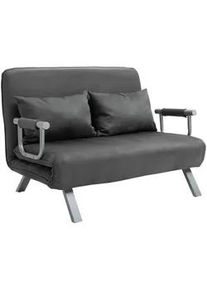 HOMCOM Doppelsofa Schlafsessel Armlehne Klappbett Gästebett Chaiselongue 3-in-1 Grau , Textil , Füllung: Polyester,Polyester,Polyester , 80x78x111 cm , Wohnzimmer, Sofas & Couches, Schlafsofas