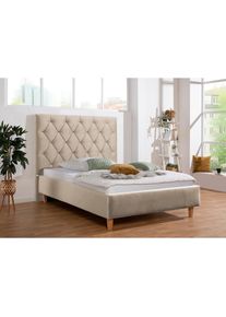 Home Affaire, Polsterbett &raquo;Sunley 140&laquo; Kreuzsteppung, Kopfteilh&ouml;he 142 cm, ohne oder mit Matratze/Lattenrost, beige-natur, Struktur (100% Polyester);