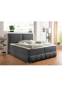 OTTO home, Boxbett &raquo;Wehma&laquo; in H2, H3 & H4 w&auml;hlbar, inklusive Topper, anthrazit, Struktur Bonnell-Federkernmatratze, anthrazit