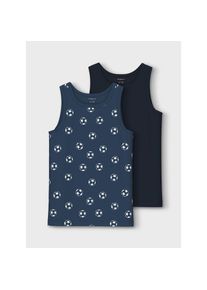 name it , Juegendliche , Unterhemd »NKMTANK TOP 2P DARK DENIM FOOTBALL NOOS« , Dark Denim , 158 (164) , 158 (164) , Unterwäsche von name it für Jungen