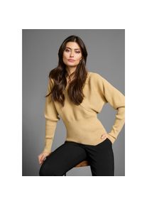 Laura Scott, Damen, Fledermauspullover mit Glitzereffekt in Wickeloptik, goldfarben, 42, goldfarben, Fledermauspullover f&uuml;r einen femininen Look