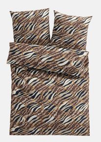 bonprix Lenjerie de pat cu animal print, maro, 1x 80/80 cm, 1x 135/200 cm