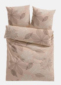 bonprix Lenjerie de pat cu model floral, bej, 1x 80/80 cm, 1x 135/200 cm