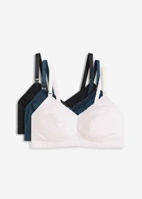 Amme-BH uten spiler med &oslash;kologisk bomull (3-pack), svart, st&oslash;rrelse 95B, bonprix