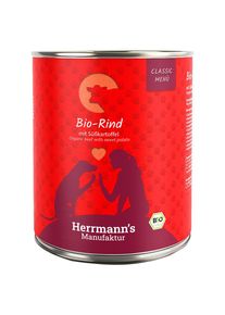 Herrmann's Manufaktur 24x400g H&auml;st med eko-s&ouml;tpotatis & eko-zucchini Herrmann's Selection Sensitive v&aring;tfoder hund