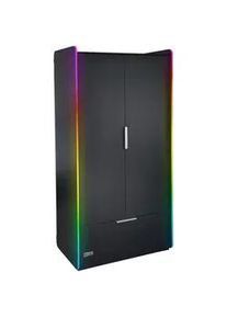 X Rocker Kleiderschrank , Schwarz , Metall, Holzwerkstoff , 1 Schubladen , 95x190x55 cm , Beleuchtung , Schlafzimmer, Komplette Schlafzimmer und Serien, Schlafzimmerserien
