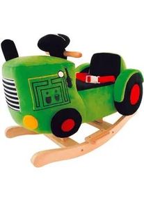 Xxxl Schaukeltier , Grün, Schwarz , Holz, Textil , 32.5x47x59 cm , unisex , Fußstützen, Haltegriffe, gepolsterte Sitzfläche, Gurtsystem , Spielzeug, Kinderfahrzeuge
