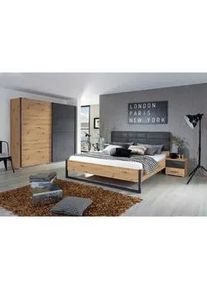 Rauch Möbel Bett , Anthrazit, Graphitfarben, Eiche Artisan , Textil , 180x200 cm , Blauer Engel, Made in Germany , gepolstertes Kopfteil, Lattenrosthöhe individuell einstellbar , Schlafzimmer, Komplette Schlafzimmer und Serien, Schlafzimmerserien
