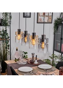 hofstein Hasvik Hanglamp, Hanglamp Amber, Chroom, Duidelijk, Rookkleurig, 4-lichts