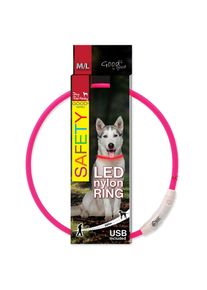 Obojok Dog Fantasy LED nylon ružový 65cm