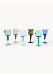 Bitossi Home Copos de vinho artesanais de vidro soprado Diseguale, conjunto de 6 Azul, Verde Vidro Ø 9 x Alt 20 cm, 290 ml