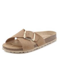 ELBSAND Dames Slippers in beige ,maat 43, Witt, 100% Leer