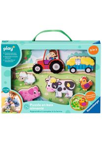 Ravensburger Play+ Puzzle en bois aimanté: Apprendre à compter à la ferme - de 12 mois