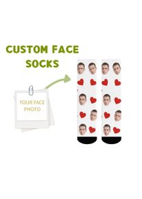 Custom Face Crew Socks with Red Hearts Personalized Romantic Gift for Boyfriend or Girlfriend Valentine’s Day Anniversary