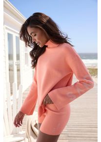 ELBSAND Dames Rolkraagtrui in abrikoos ,maat 32/34, Witt, 50% Viscose, 28% Polyester, 22% Nylon