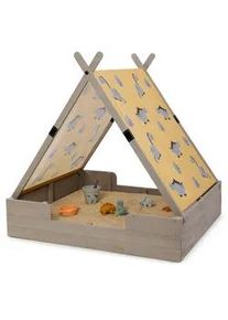 Muddy Buddy Sandkasten , Grau , Holz , Zypresse , massiv , 120x140x140 cm , EN 71 , mit Holzschutz vorbehandelt , Freizeit & Co, Gartenspielzeug, Sandspielzeug