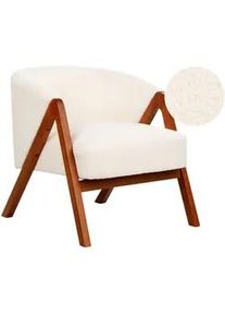 Beliani Seesel Bouclé Weiß Skei , Weiß, Dunkelbraun , Textil , 67x69x66 cm , Wohnzimmer, Sessel, Polstersessel