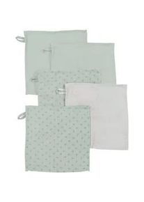 Roba Waschlappen 5er-Set grün , Grün , Textil , Rechteckig , 25x25 cm , Gots , Badtextilien, Waschlappen