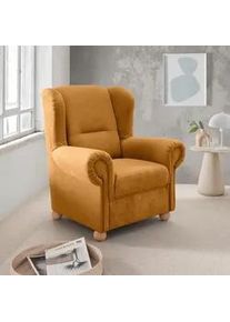 Livetastic Ohrensessel , Goldfarben , Textil , Buche , Uni , 92x102x89 cm , Made in Eu , erweiterbar (Typenauswahl) , Wohnzimmer, Sessel, Ohrensessel