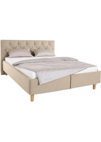 Home Affaire , Polsterbett »Sunley 100«, Kreuzsteppung, Kopfteilhöhe 102 cm, ohne oder mit Matratze/Lattenrost , beige