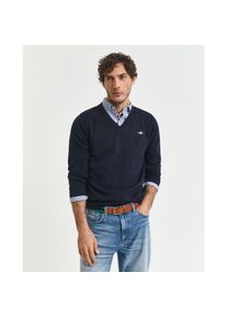 Gant, Herren, V-Ausschnitt-Pullover &raquo;Classic Cotton V-Neck&laquo; Premium Strickjersey aus weicher 100% Baumwolle, &Uuml;bergangspullover, Evening blue, M, 