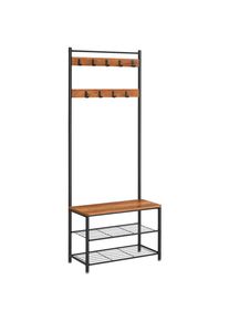 Boxxx Garderobe , Schwarz, Eichefarben , Metall, Holzwerkstoff , Vintage , 70x175x32 cm , Garderobe, Garderoben-Sets & Garderoben-Serien