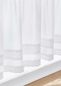 bonprix Perdea scurtă tivită cu dantelă, alb, Î/Lă: 45/90 cm