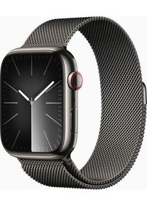 Apple Watch Series 9 Rostfritt stål 45 mm (2023) | GPS + Cellular | grafit | Milanesisk armband grafit